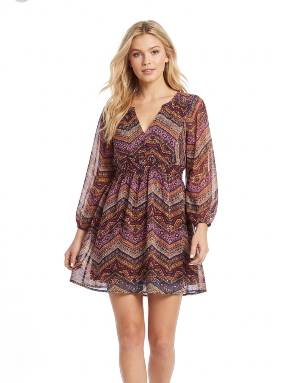 Umgee boho Plunge Neck Mini Sundress size large